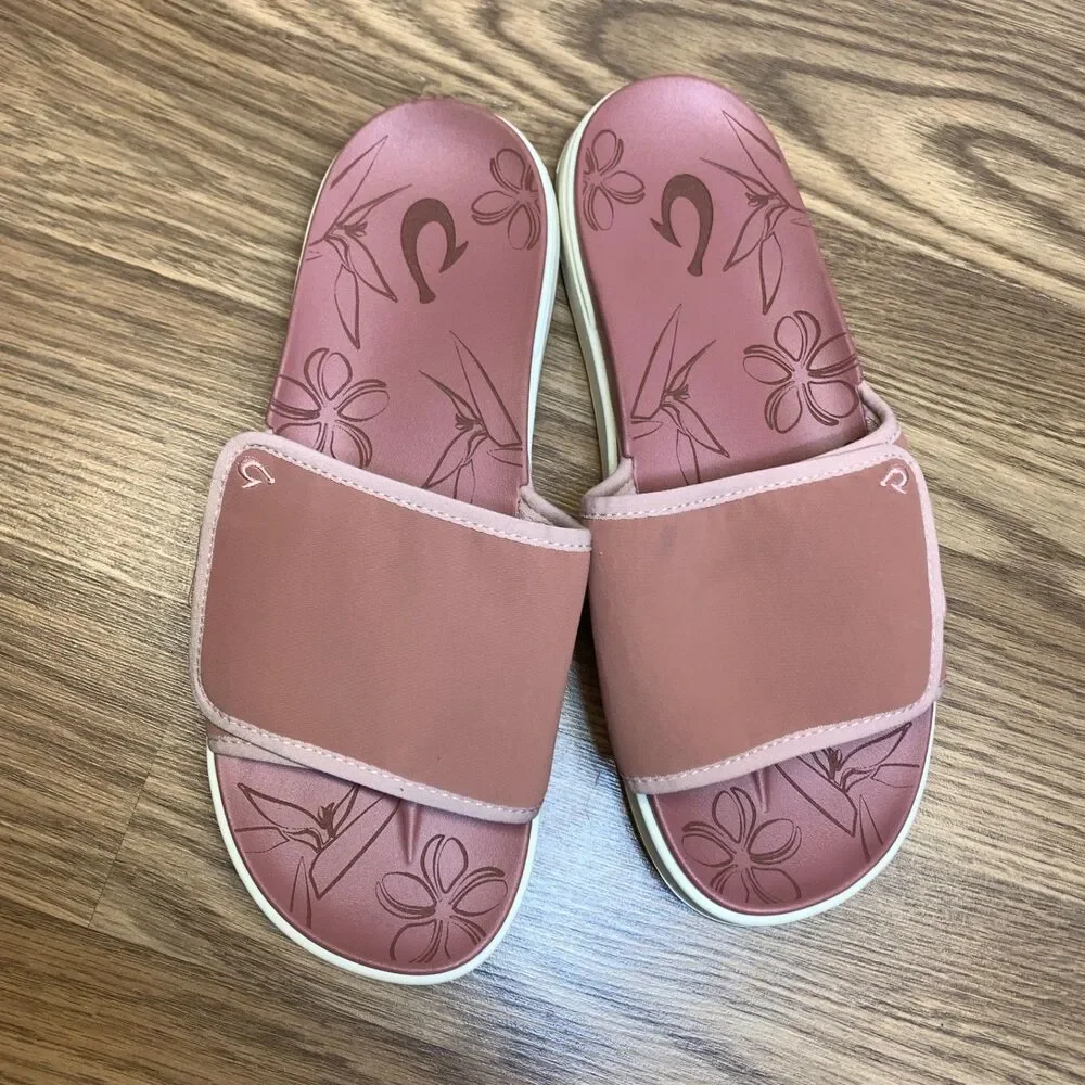 Olukai Nu'a Olu Sandals Womens 10 Pink Comfort Slide Slip On Open Toe Beach Pool